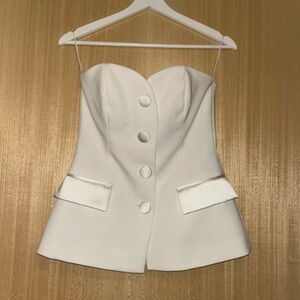 ZARA Elegant White Strapless Buttoned Top